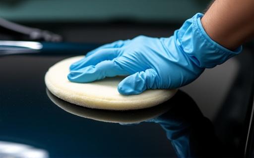 Manuel påføring af voks på sort bil